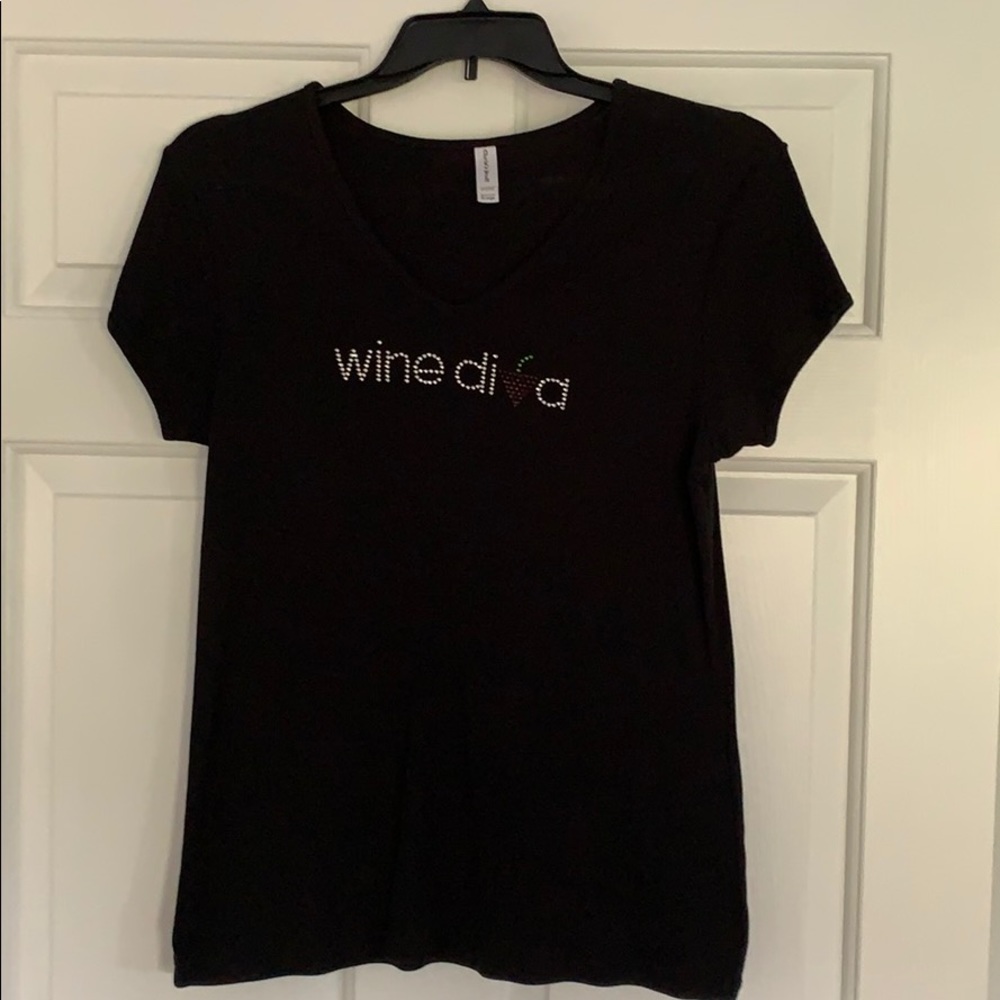Chris’s Stuff Wine Diva Rhinestone T-shirt - XL
